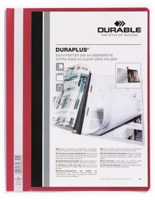 Gyorsfűző, A4, széles, panorámás, DURABLE "DURAPLUS®", piros