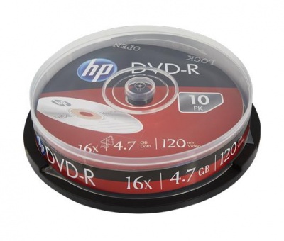 DVD-R lemez, 4,7 GB, 16x, 10 db, hengeren, HP