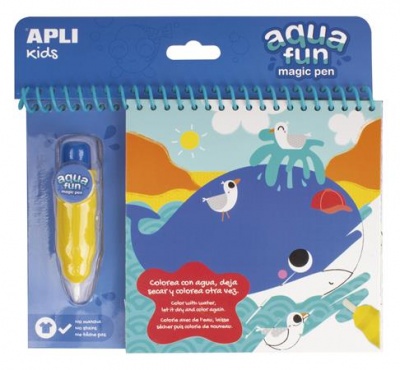 Színezőfüzet, vízbázisú, APLI Kids "Aqua Fun", tengeri állatok