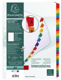 Regiszter, karton, A4, 1-31, EXACOMPTA, fehér