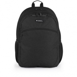 Hátizsák, iskolatáska, notebook tartóval, cipzáras, GABOL "Wolf", fekete