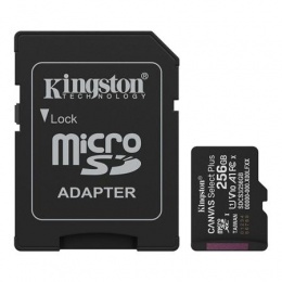 Memóriakártya, microSDXC, 256GB, C10/UHS-I/U1/V10/A1, Gen3, adapter, KINGSTON "Canvas Select Plus"